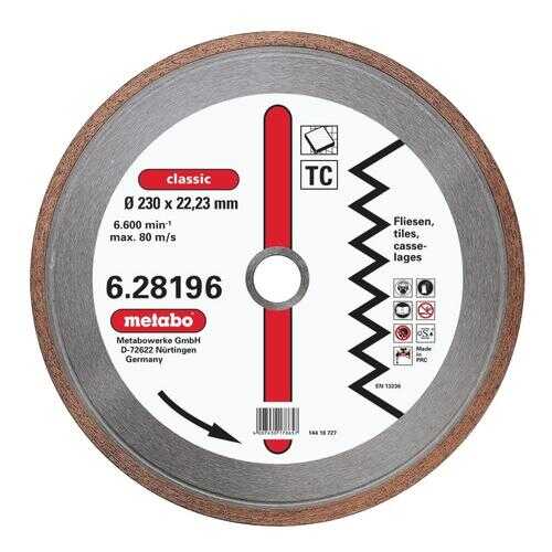 Диск алмазный отрезной по керамике metabo 628196000