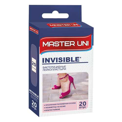Пластырь Master Uni Invisible бактерицидный на прозрачной полимерной основе 20 шт.