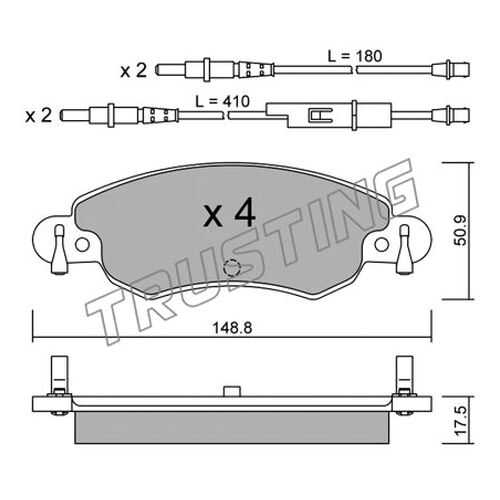 Комплект тормозных дисковых колодок TRUSTING 339.0