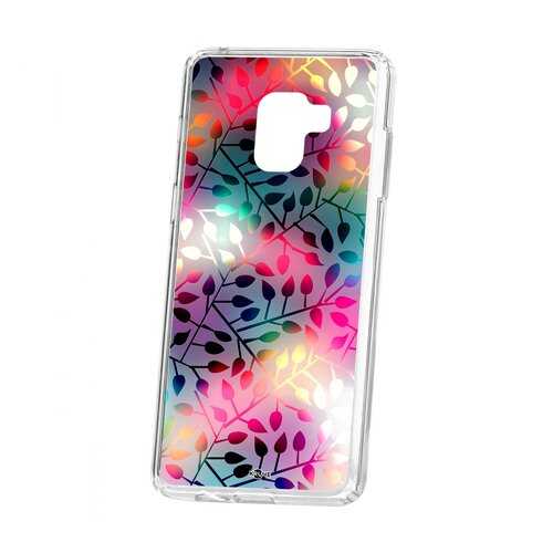 Чехол Kruche Samsung Galaxy A8+ 2018 (A730) Print Цветные листья