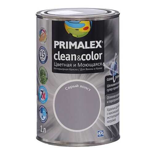 Краска для внутренних работ Primalex Clean&Color 1л Серый Холст, 420206