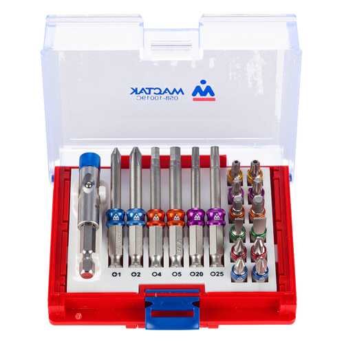 МАСТАК Набор вставок (бит) 1/4, TORX, HEX, PZ, PH, SLOT, 19 предметов 058-10019C
