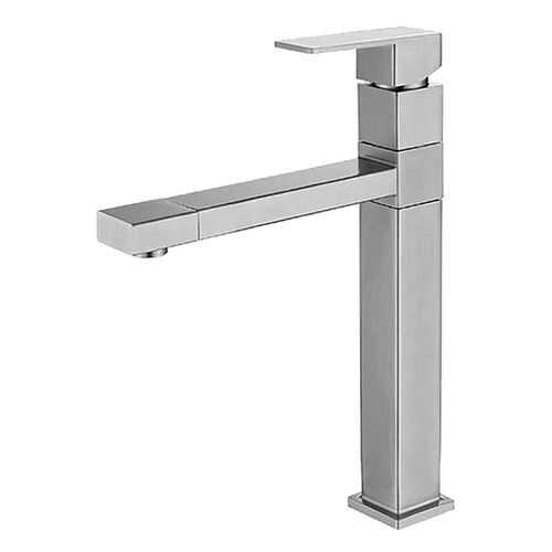 Смеситель для кухни MELANA-F610203 Cubo нерж.сталь, однорычажный, сатин, литой излив