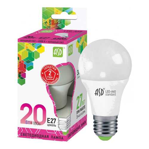 Лампочка ASD A60 E27 20W 6500K LED-A60-standard