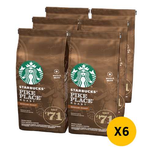 STARBUCKS Medium Pike Place Roast кофе в зернах 6 штук по 200г