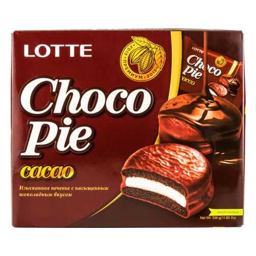 Печенье Lotte choko pie cacao с насыщенным шоколадным вкусом 336 г