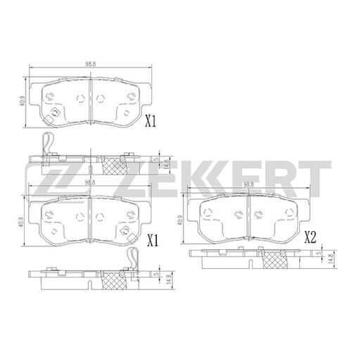 Комплект тормозных колодок, дисковый тормоз ZEKKERT BS-1803