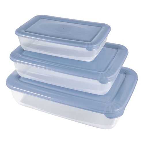 Набор емкостей для продуктов Plast Team POLAR прямоугольных 3 шт. туманно-голубой