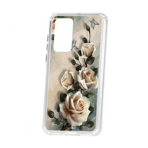 Чехол Kruche Huawei P40 Print Белые розы