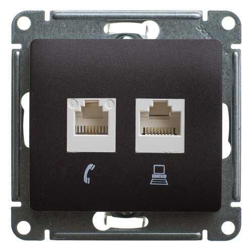 SE Glossa Шоколад Розетка 2-ая компьютерная RJ45+RJ45, кат.5E