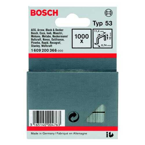 Скобы для степлера BOSCH 1609200366 10 мм, тип 53, 1000 шт.