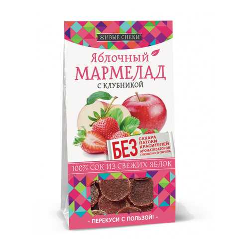 Мармелад яблочный Живые снеки с клубникой 90 г