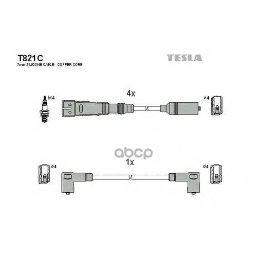 Комплект Проводов Зажигания TESLA T821C