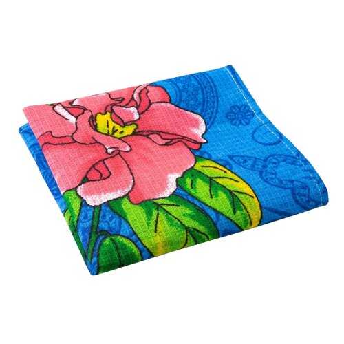 Полотенце кухонное вафельное в клеточку Verona Flowers, 60x35, синий
