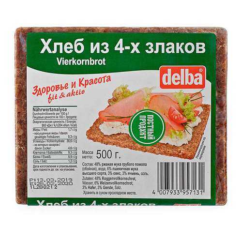 Хлеб Delba из 4-х злаков, 500 гр.