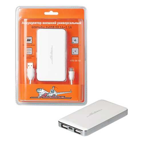 Внешний аккумулятор Airline APB-06-02 6000 мА/ч White/Silver