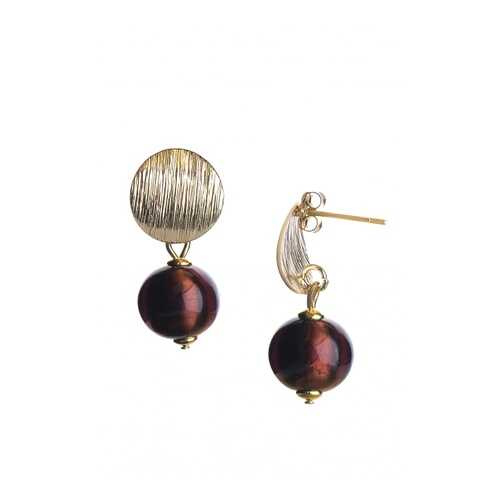 Серьги Perla Metallo Gold Rotondo 9030615016 коричневые