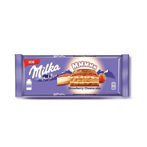 Шоколад Milka Strawberry Cheescake Молочный с клубникой печеньем со вкусом чизкейка 300г