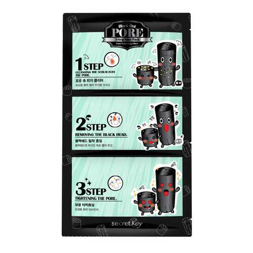 Патчи для очищения кожи secret Key Black Out Pore 3-Step Nose Pack