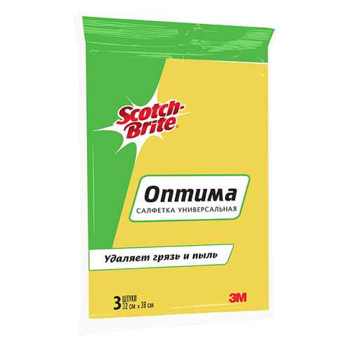 Салфетка 3M scotch-brite универсальная оптима 32 см х 38 см 3 штуки в упаковке