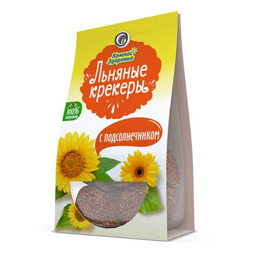 Крекеры льняные с подсолнечником Компас здоровья 50 г