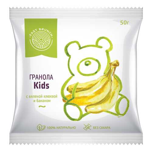 Гранола Fastbrunch Kids с вяленой клюквой и бананом 3 саше
