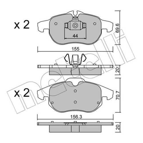 Комплект тормозных дисковых колодок METELLI 22-0540-0
