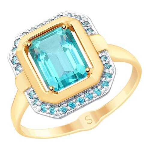 Кольцо женское SOKOLOV из золота с топазами Swarovski и фианитами 715352 р.18.5