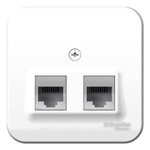 SE Blanca наруж Белая Розетка 2-ая ТЛФ/КОМП, RJ45+RJ11, кат.5E, изолир. пластина
