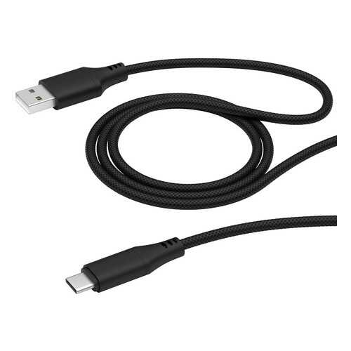 Кабель DEPPA USB-A - USB-C 5А, 1м ткань, черный/72283