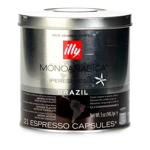 Кофе в капсулах Illy Brazil средней обжарки 21 капсула банка Италия