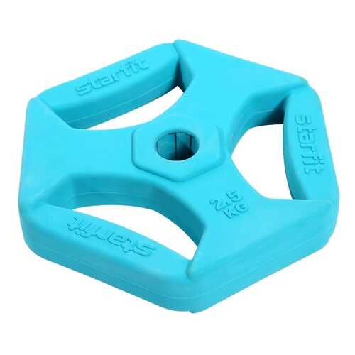 Starfit Диск обрезиненный с хватами BB-205 2,5 кг, d=26 мм, без стальной втулки, бирюзовый