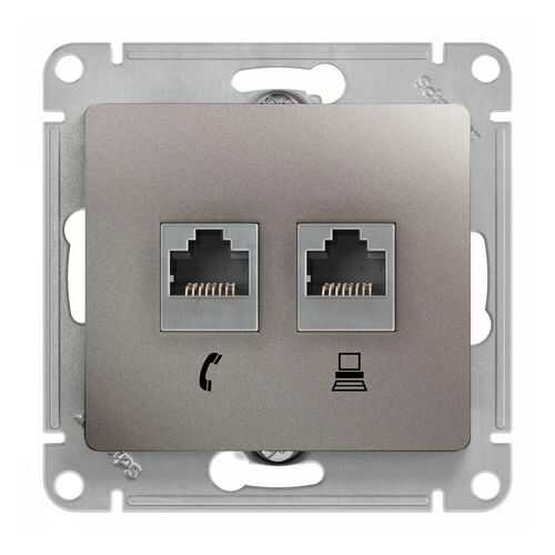 SE Glossa Платина Розетка 2-ая RJ11+RJ45, кат.5E