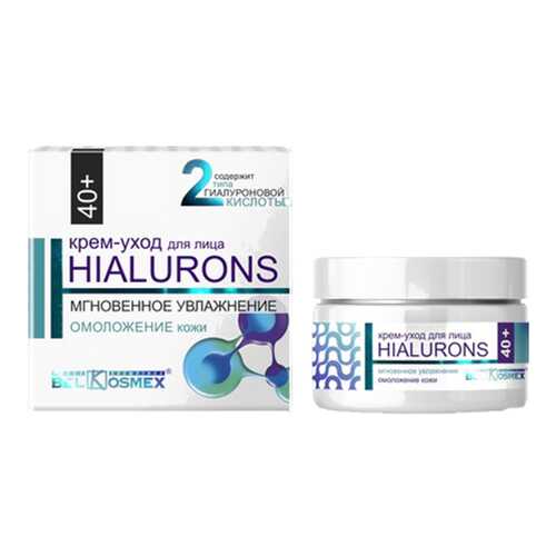Крем для лица BelKosmex Hialurons 40+ Мгновенное увлажнение + омоложение кожи