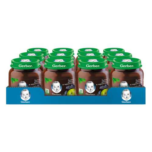 Фруктовое пюре Gerber Только Яблоко и Чернослив (первая ступень), 12 шт. по 130 г