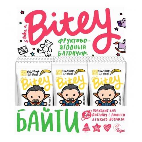 Батончик Фруктово-ягодный Bitey Яблоко-Банан 30 штук 25гр