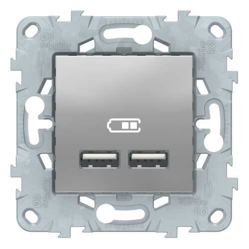 SE Unica New Алюминий Розетка USB, 2-местная, 5 В / 2100 мА