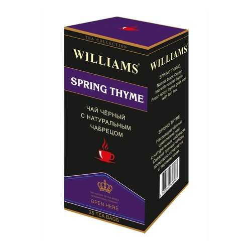 Чай Williams Spring Thyme, черный цейлонский с натуральным чабрецом, 25 пакетиков