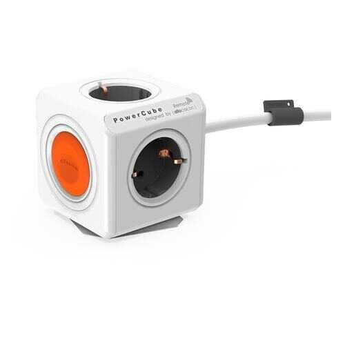 Удлинитель Allocacoc PowerCube Remote 1512/EUEXRM, 4 розетки, 1,5 м, White/Orange