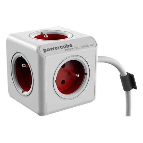 Удлинитель Allocacoc PowerCube Extended 1300RD/DEEXPC, 5 розеток, 1,5 м, White/Red