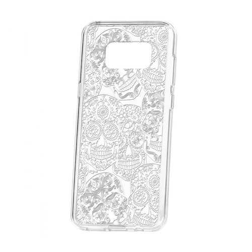 Чехол Kruche Samsung Galaxy S8 Plus Print Skull White