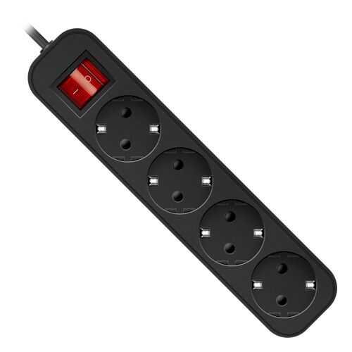 Удлинитель Defender G418, 4 розетки, 1,8 м, Black