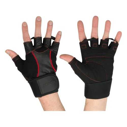 Перчатки для тяжелой атлетики и фитнеса StarFit SU-120, черные/красные, 8